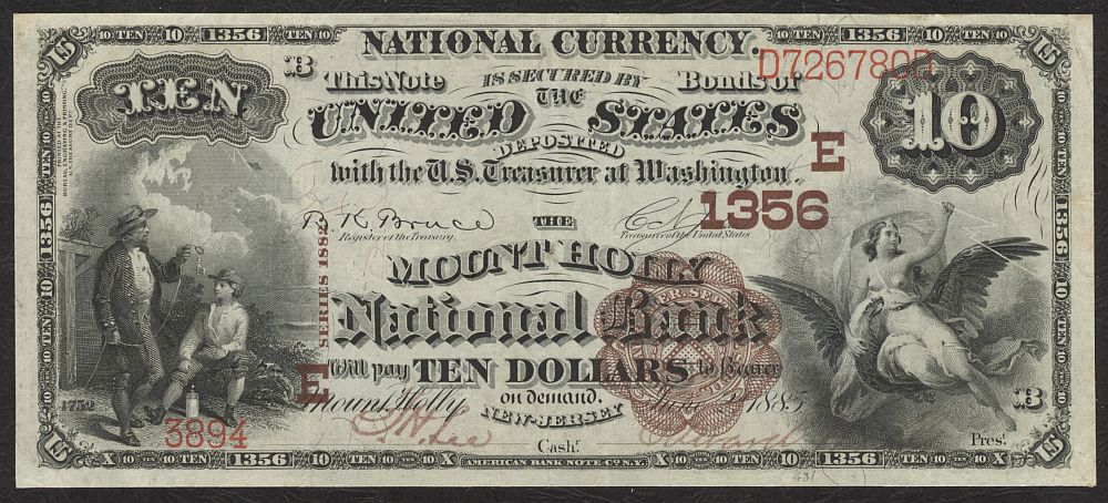 Mount Holly, NJ, Ch.1356, 1882BB $10, XF, 3894